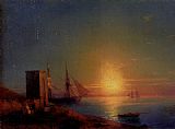Famous Coastal Paintings - Figures In A Coastal Landscape At Sunset